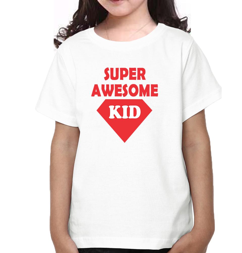 Super Awesome Mom Super Awesome Kid Mother and Daughter Matching T-Shirt- FunkyTeesClub