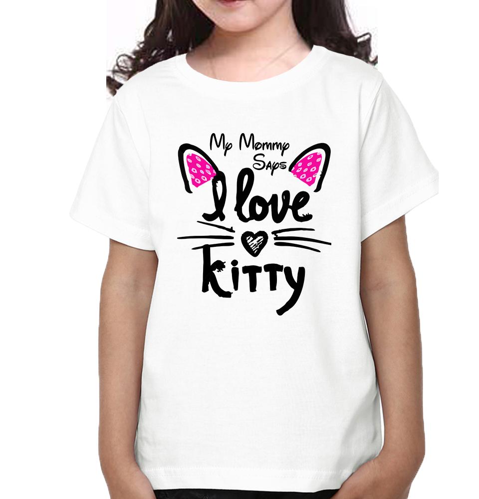 My Mummy Says I Love Kitty My Baby Says I Love Kitty Mother and Daughter Matching T-Shirt- FunkyTeesClub