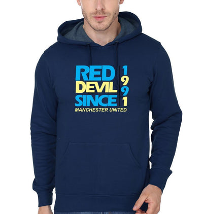 FunkyTeesClub Red Devil Manchester United Navy Blue Hoodies
