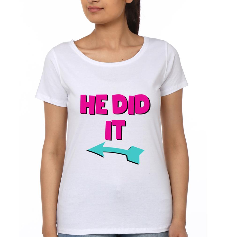 He Did She Did Brother-Sister Half Sleeves T-Shirts -FunkyTees