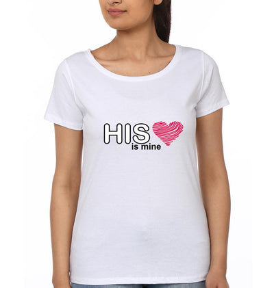 His Mine Her Mine Couple Half Sleeves T-Shirts -FunkyTees