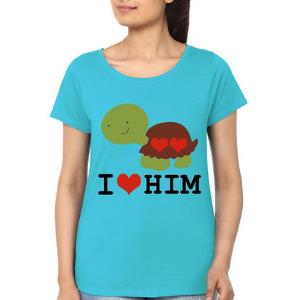 I Love Her Him Couple Half Sleeves T-Shirts -FunkyTees