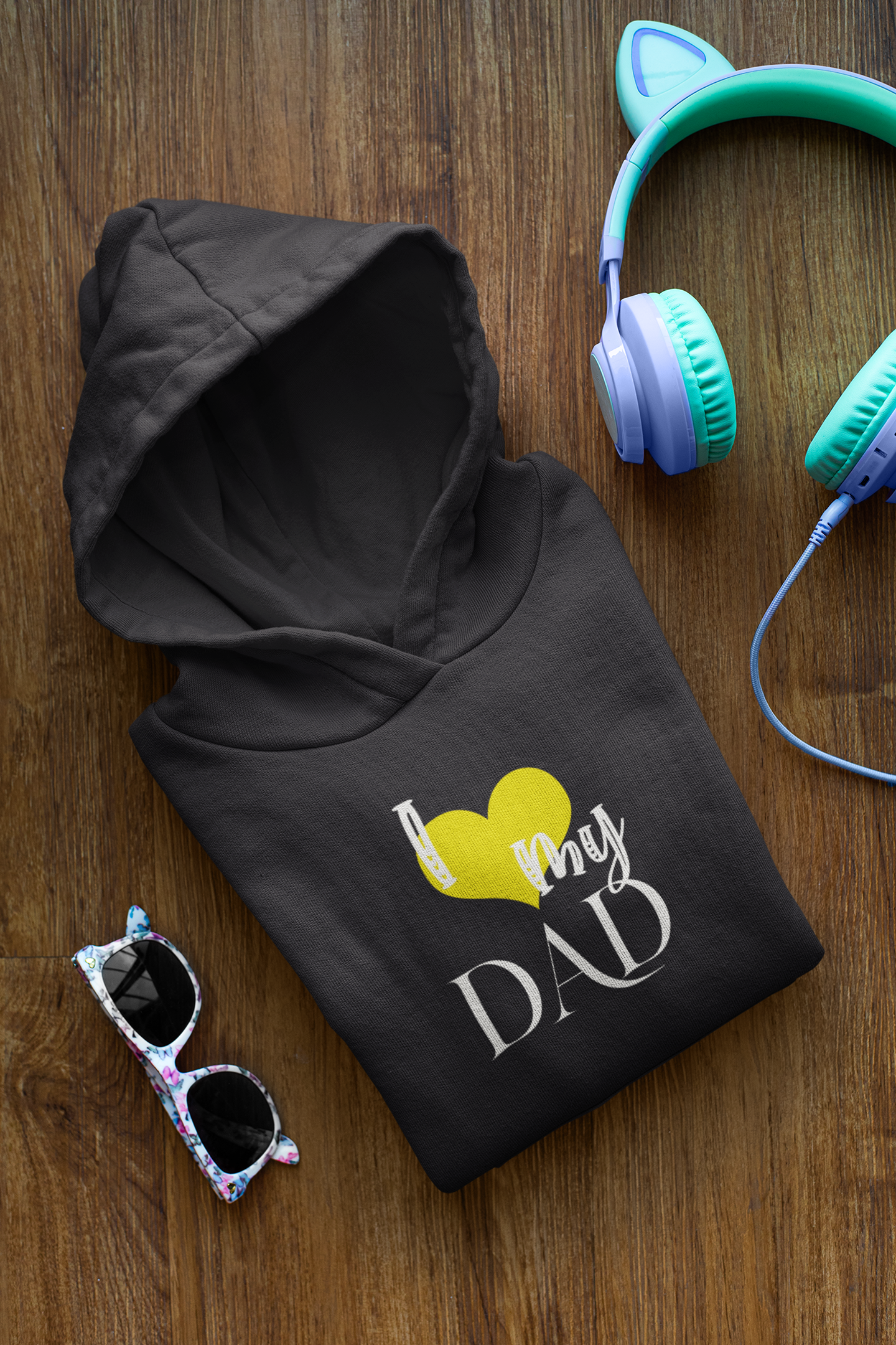 I Love My Dad Father and Son Black Matching Hoodies- FunkyTeesClub