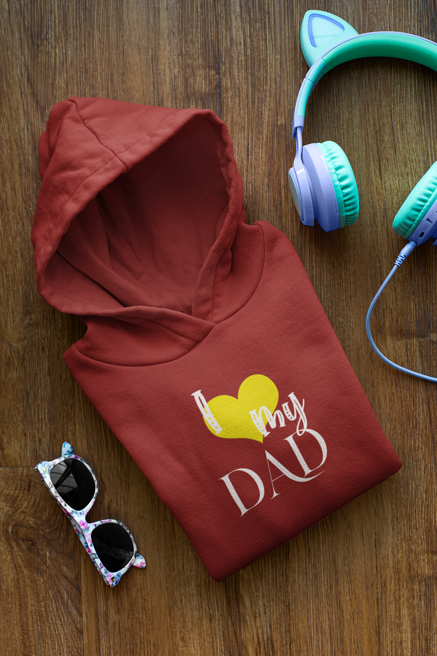 I Love My Dad Father and Son Red Matching Hoodies- FunkyTeesClub