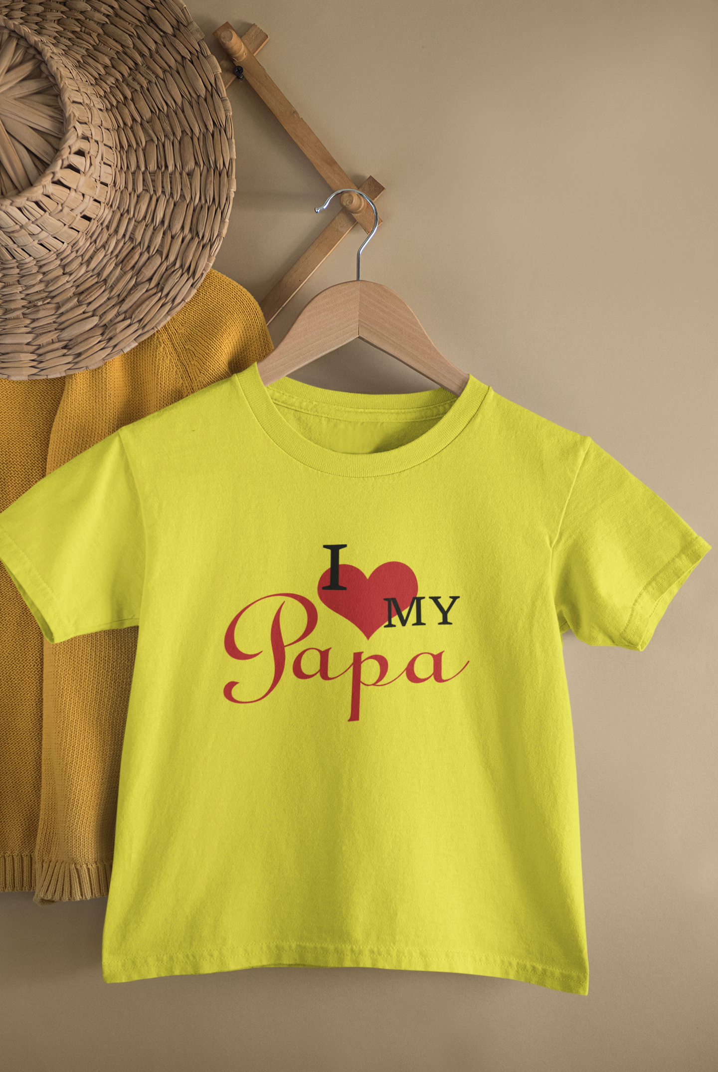 I Love My Papa Father and Daughter Yellow Matching T-Shirt- FunkyTeesClub