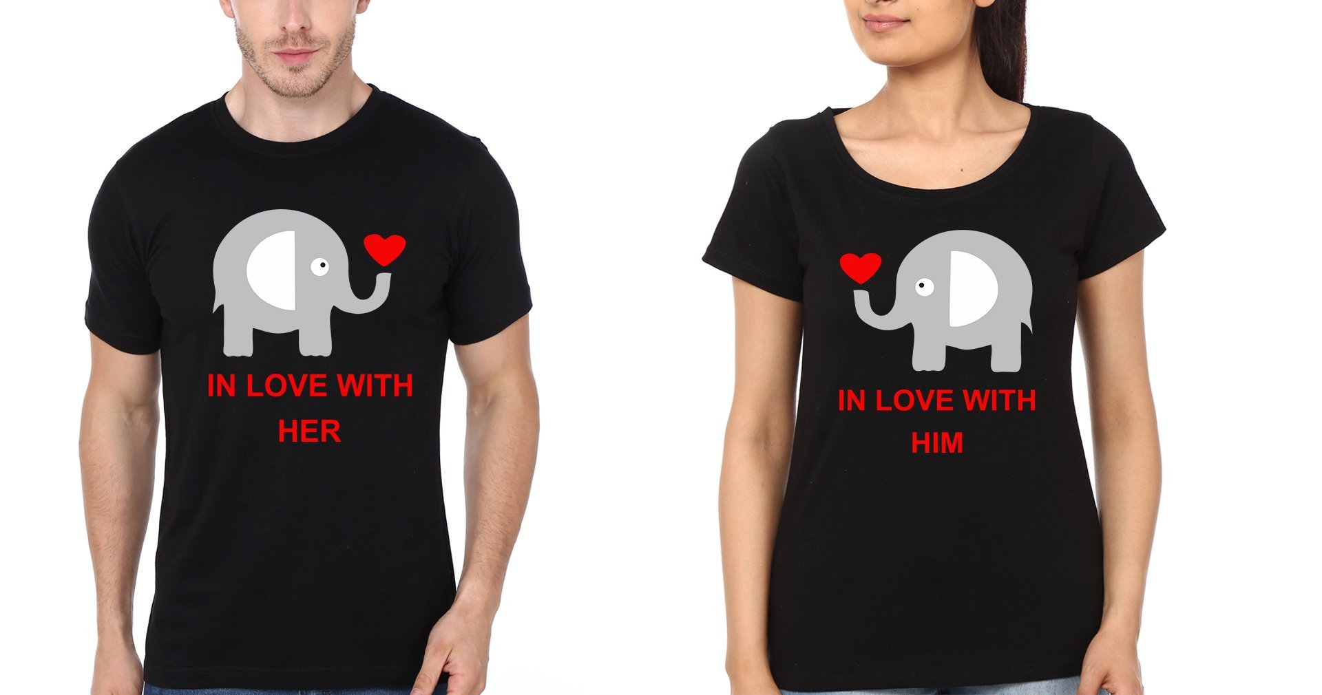 In Love With Couple Half Sleeves T-Shirts -FunkyTees
