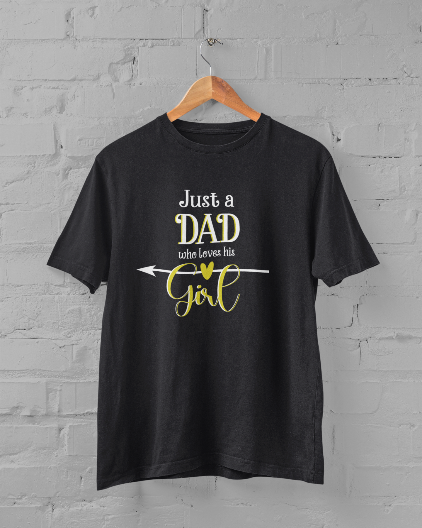 Just A Dad Who Loves His Girl Father and Daughter Black Matching T-Shirt- FunkyTeesClub