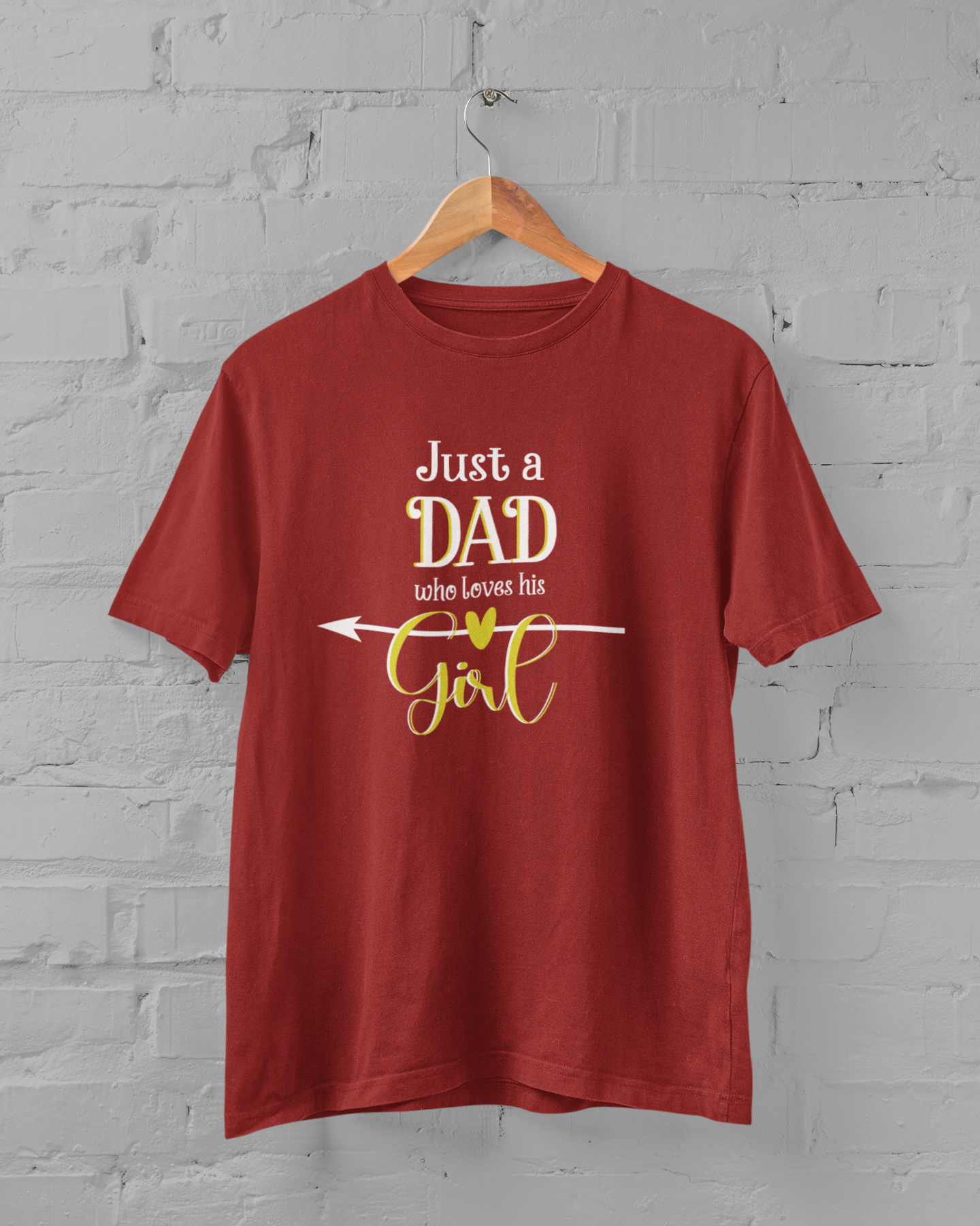 Just A Dad Who Loves His Girl Father and Daughter Red Matching T-Shirt- FunkyTeesClub