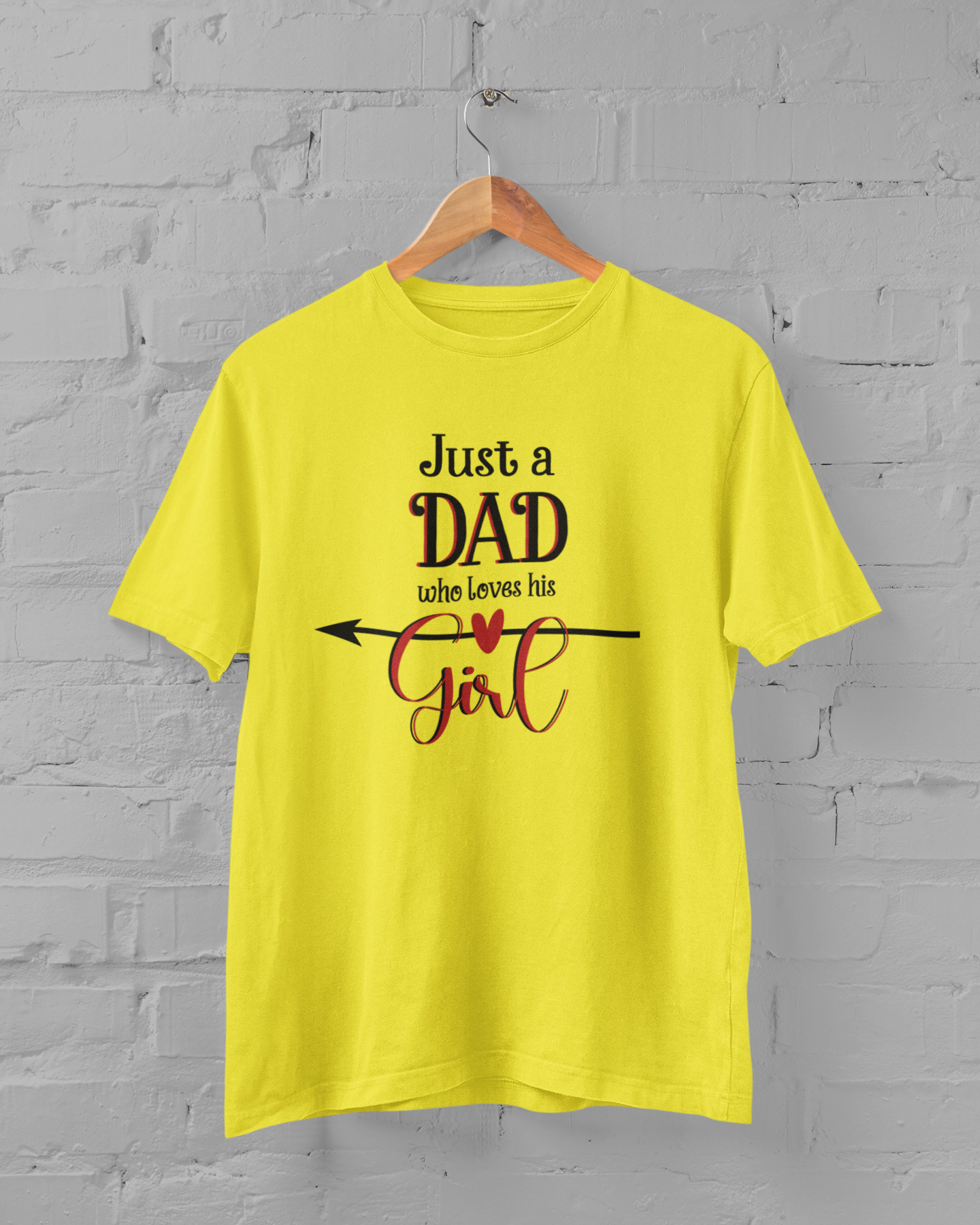 Just A Dad Who Loves His Girl Father and Daughter Yellow Matching T-Shirt- FunkyTeesClub