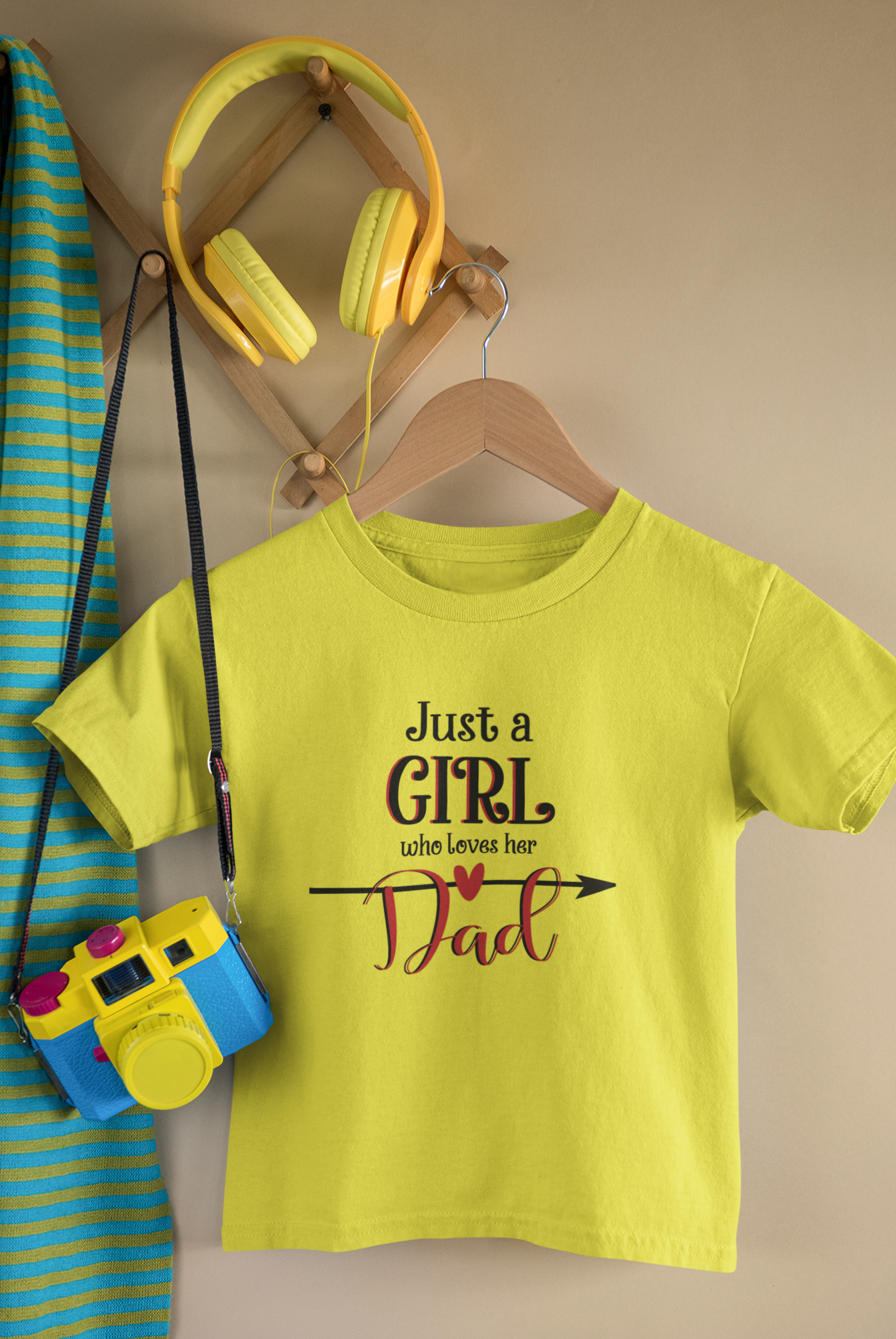 Just A Dad Who Loves His Girl Father and Daughter Yellow Matching T-Shirt- FunkyTeesClub