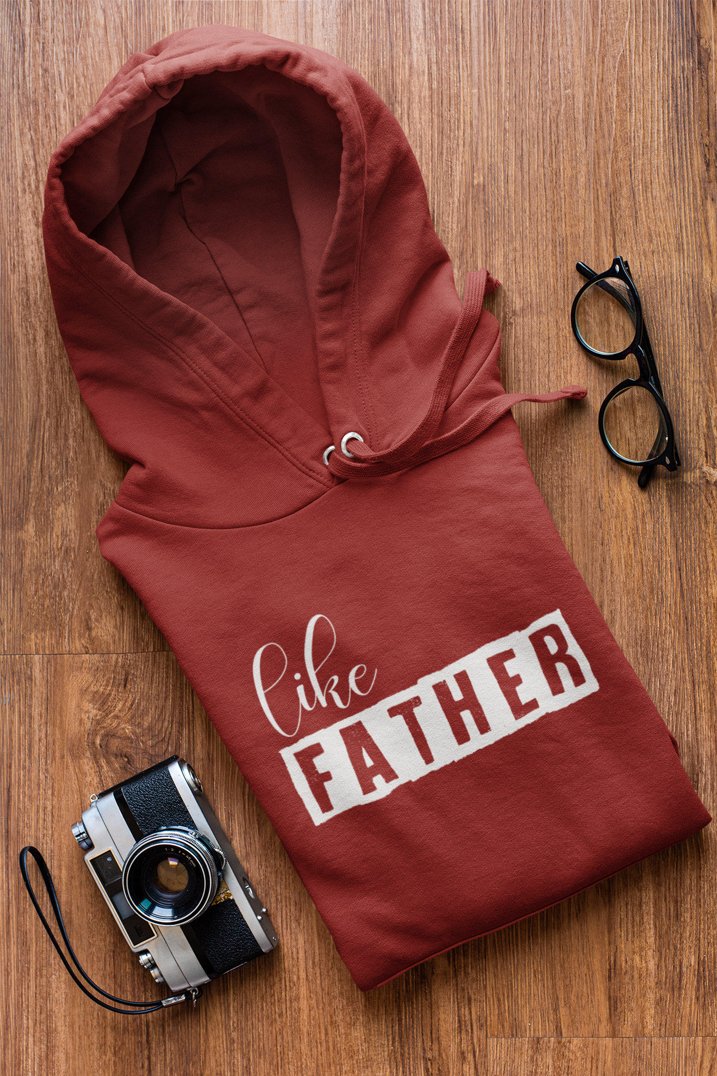Like Father Like Son Father and Son Red Matching Hoodies- FunkyTeesClub