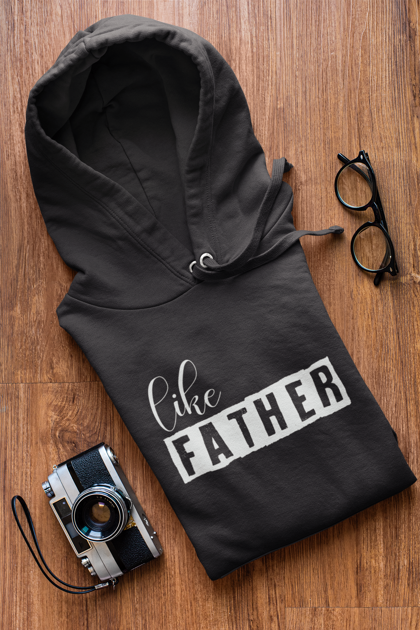 Like Father Like Son Father and Son Black Matching Hoodies- FunkyTeesClub