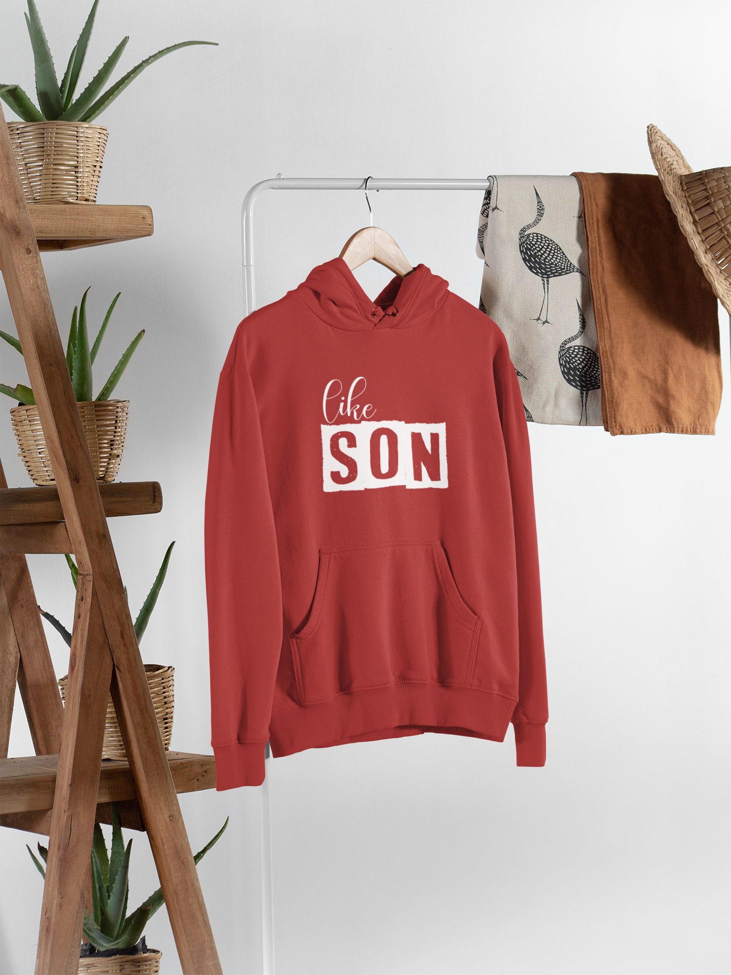 Like Father Like Son Father and Son Red Matching Hoodies- FunkyTeesClub
