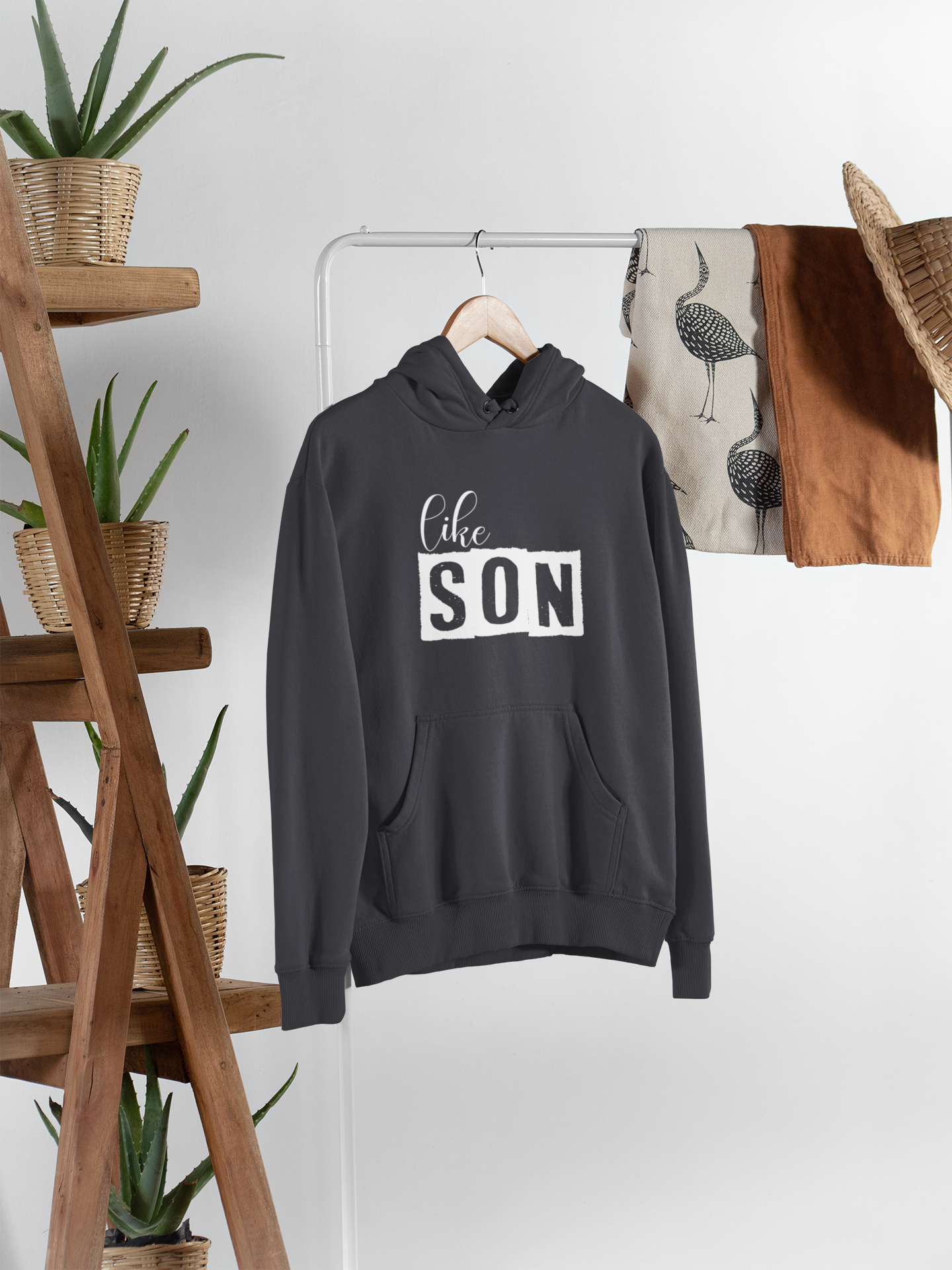 Like Father Like Son Father and Son Black Matching Hoodies- FunkyTeesClub