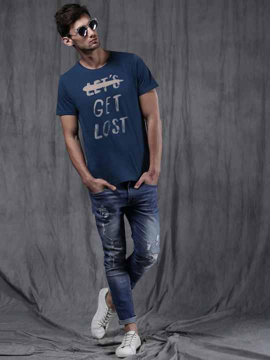 Lets Get Lost Round Neck Mens Half Sleeves T-shirt- FunkyTeesClub