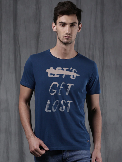 Lets Get Lost Round Neck Mens Half Sleeves T-shirt- FunkyTeesClub