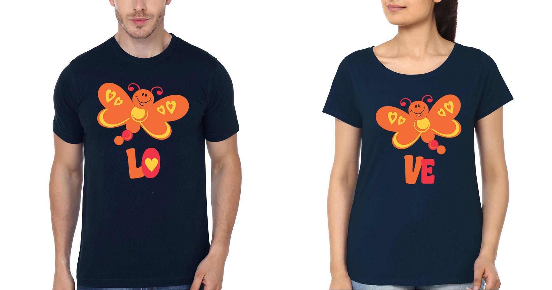 Love Bug Couple Half Sleeves T-Shirts -FunkyTees