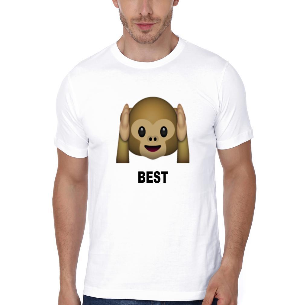 Monkey Emoji BFF Half Sleeves T-Shirts-FunkyTees