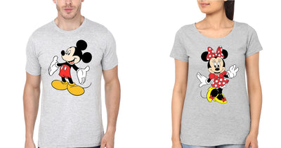Mickey Minnie Couple Half Sleeves T-Shirts -FunkyTees