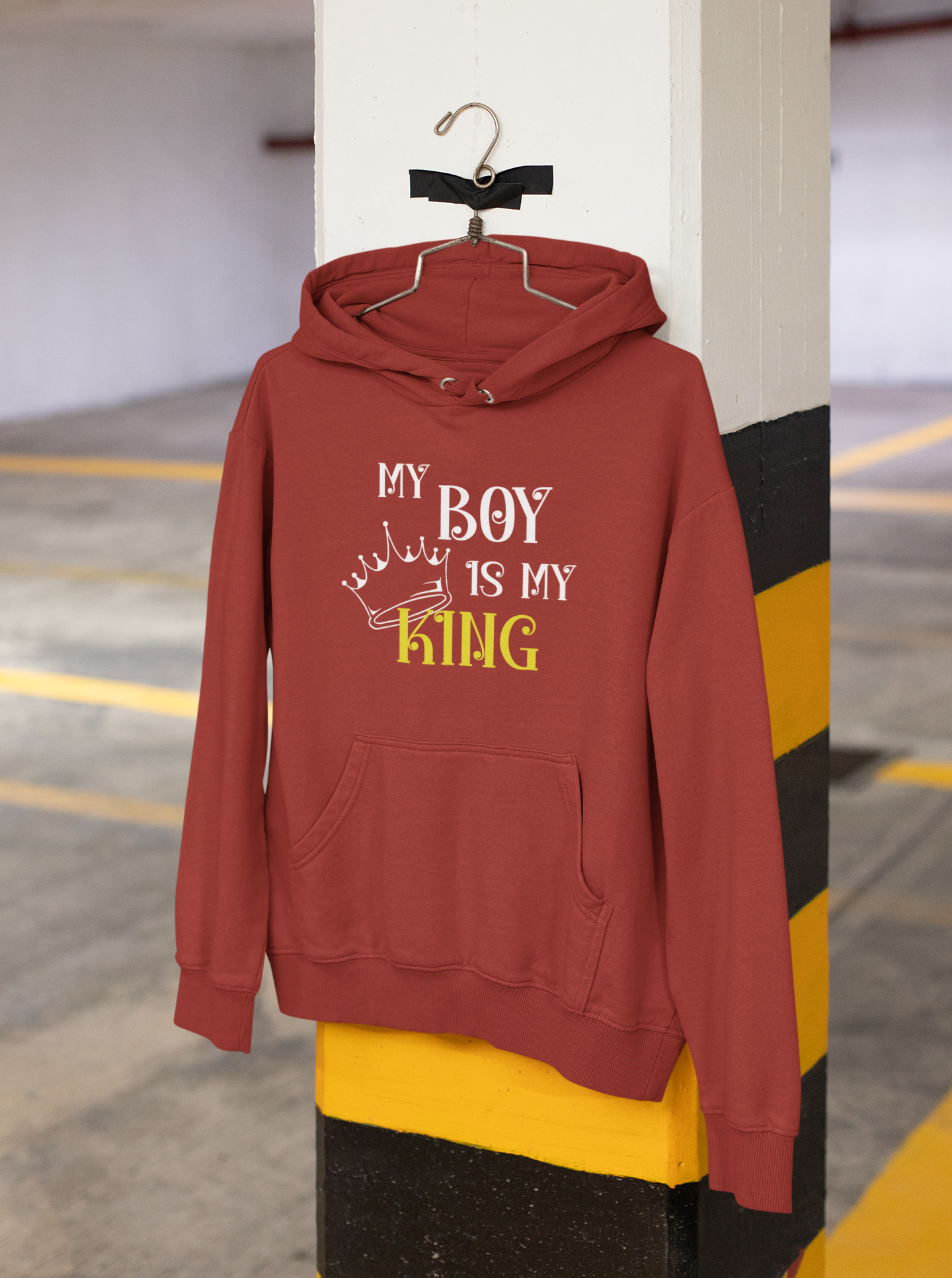 My Boy Is My King Father and Son Red Matching Hoodies- FunkyTeesClub