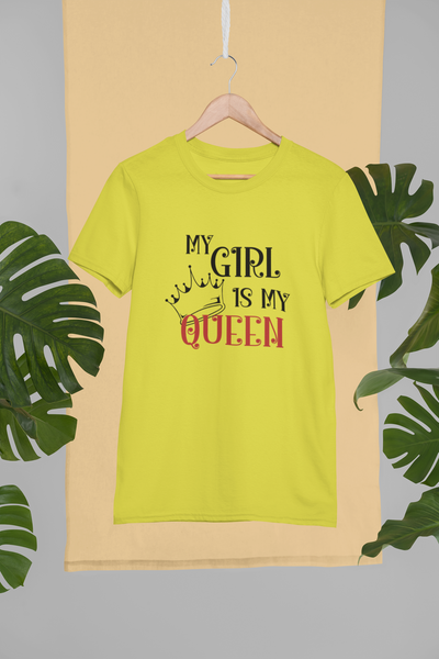 My Girl Is My Queen Father and Daughter Yellow Matching T-Shirt- FunkyTeesClub
