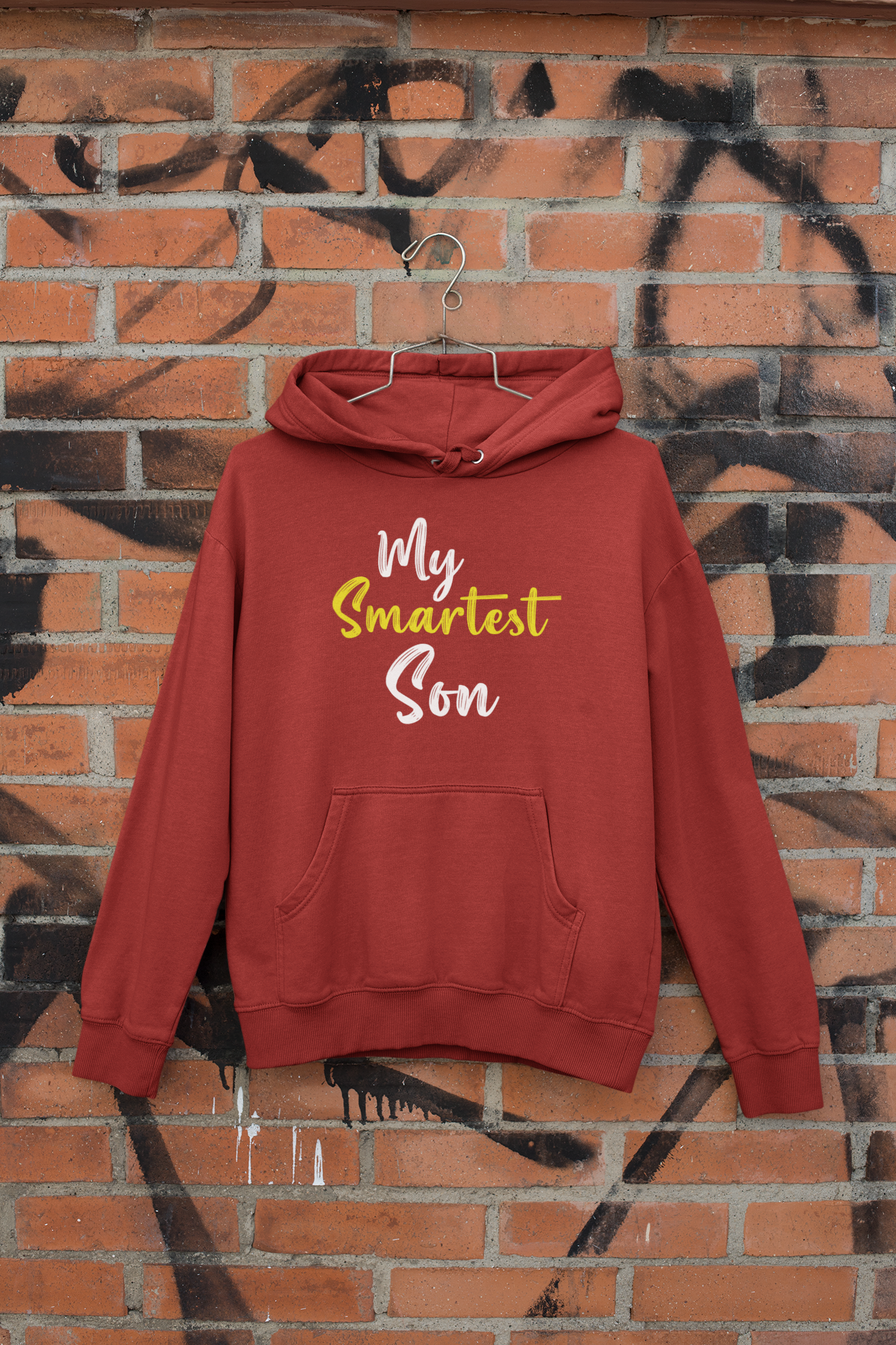 My Smartest Son Father and Son Red Matching Hoodies- FunkyTeesClub