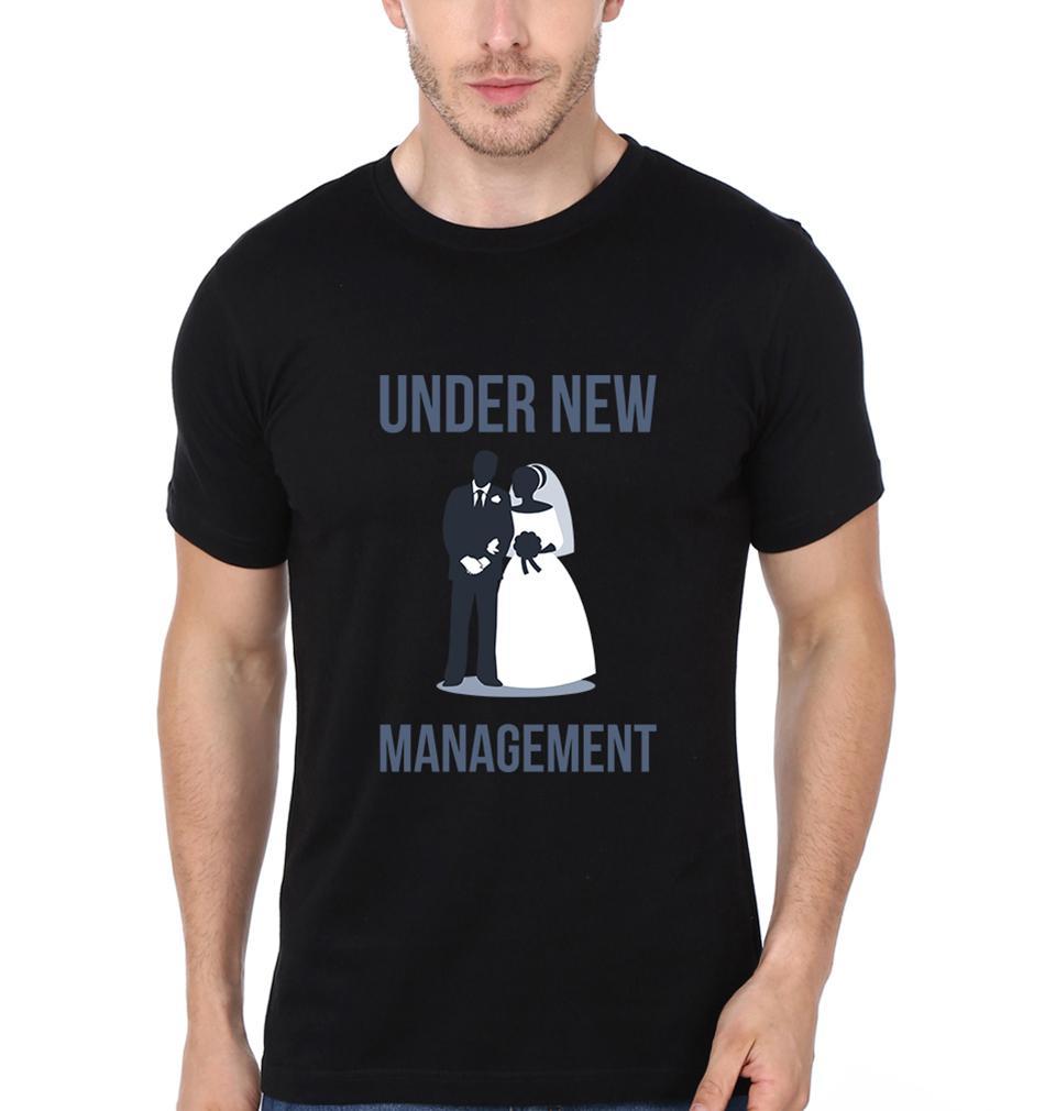 New Management Couple Half Sleeves T-Shirts -FunkyTees