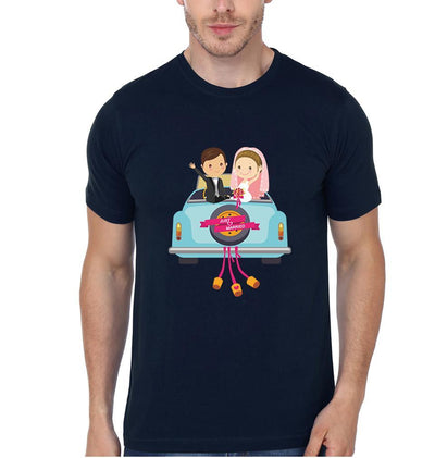 Just Married Couple Half Sleeves T-Shirts -FunkyTees