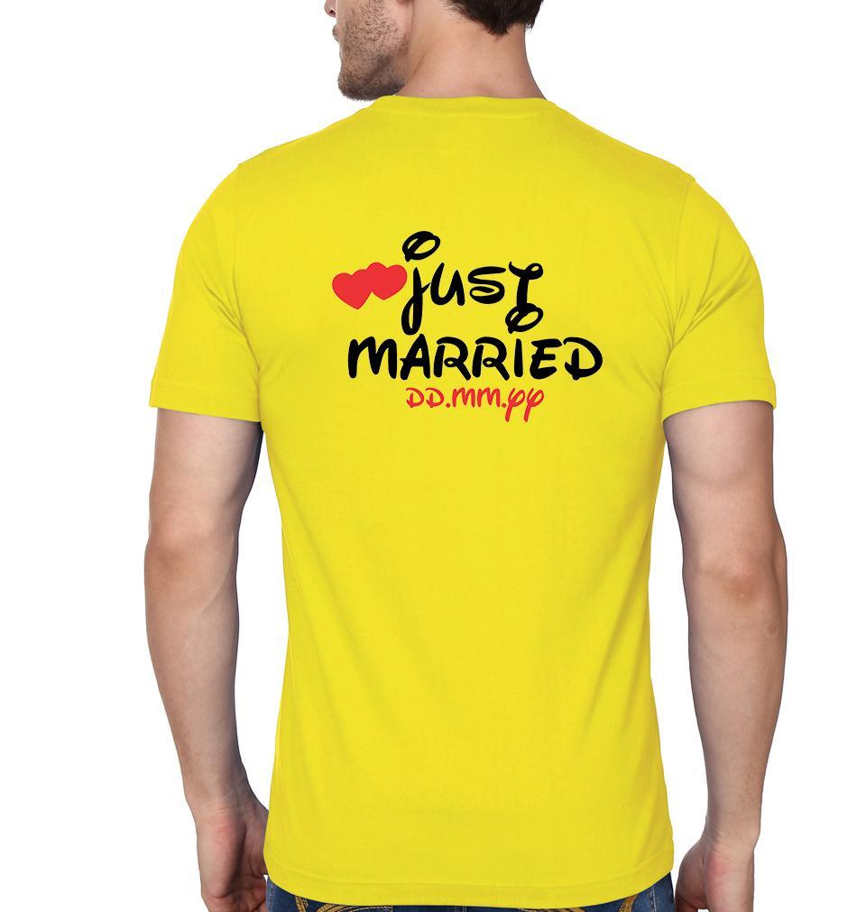 Just Married Couple Half Sleeves T-Shirts -FunkyTees