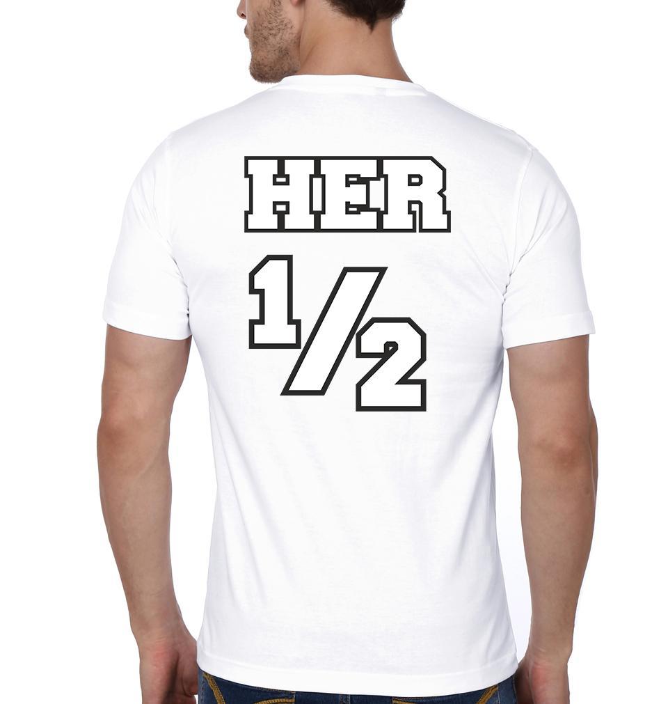 His Her Couple Half Sleeves T-Shirts -FunkyTees
