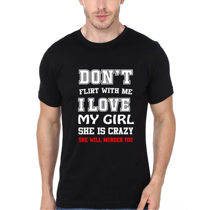 Don't Flirt With Me Couple Half Sleeves T-Shirts -FunkyTees