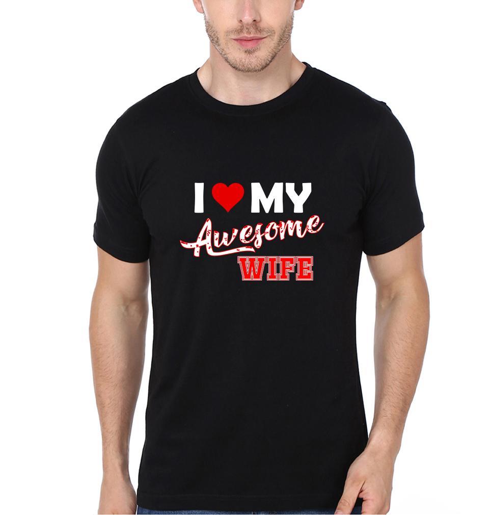 I Love My Awesome Husband Wife Couple Half Sleeves T-Shirts -FunkyTees