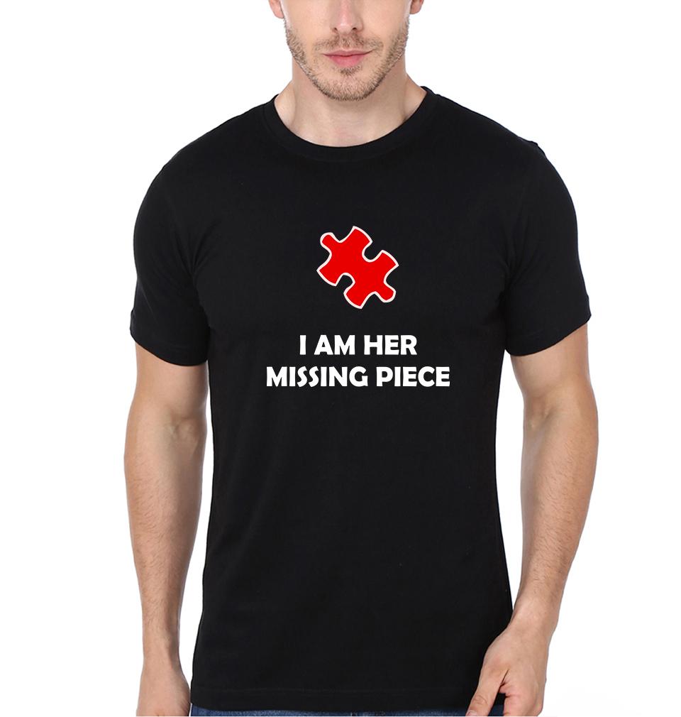 Missing Piece Couple Half Sleeves T-Shirts -FunkyTees