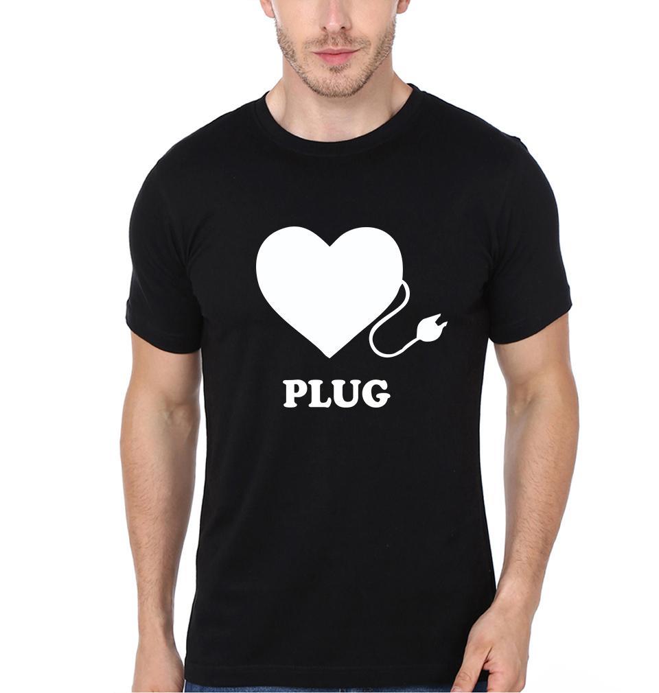 Plug And Play Couple Half Sleeves T-Shirts -FunkyTees