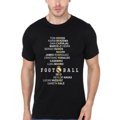 FunkyTeesClub Black Round Neck Real Madrid Men Half Sleeves T-Shirt