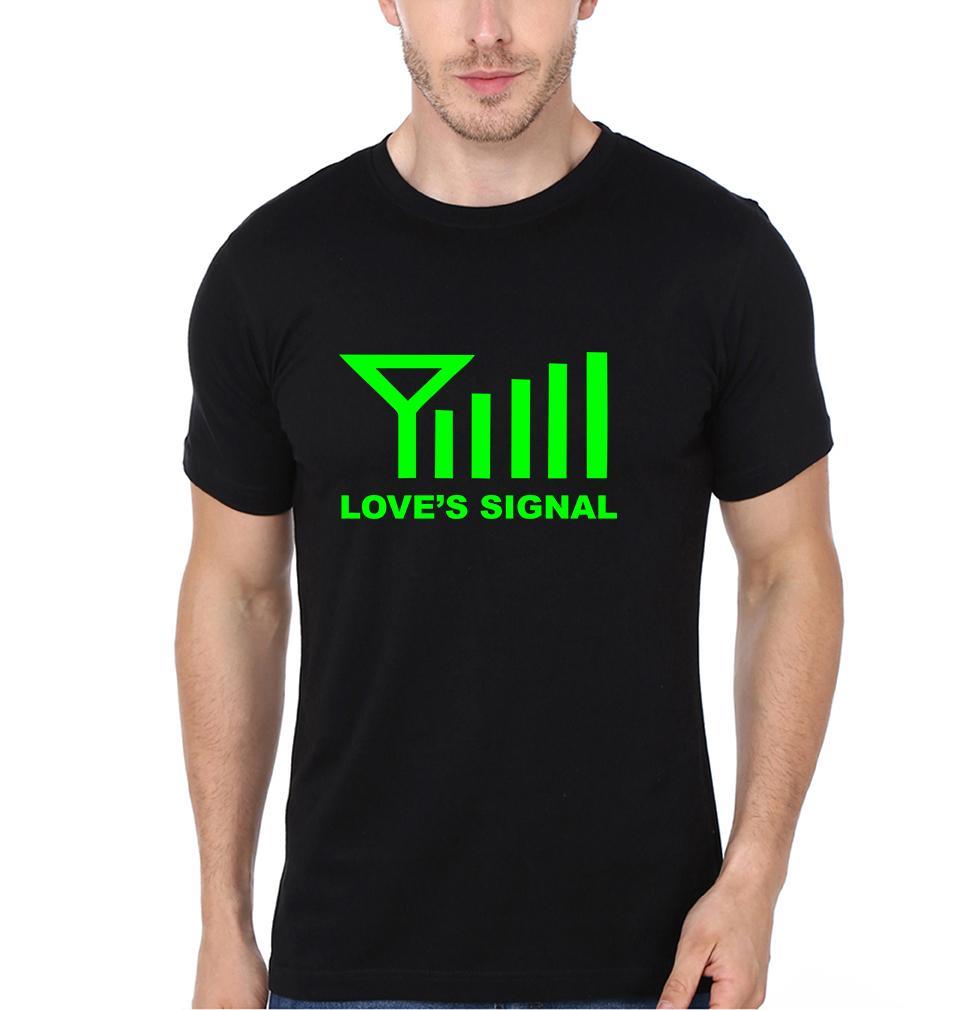 Love's Signal Couple Half Sleeves T-Shirts -FunkyTees