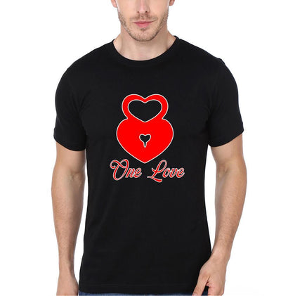 One Love One heart Couple Half Sleeves T-Shirts -FunkyTees