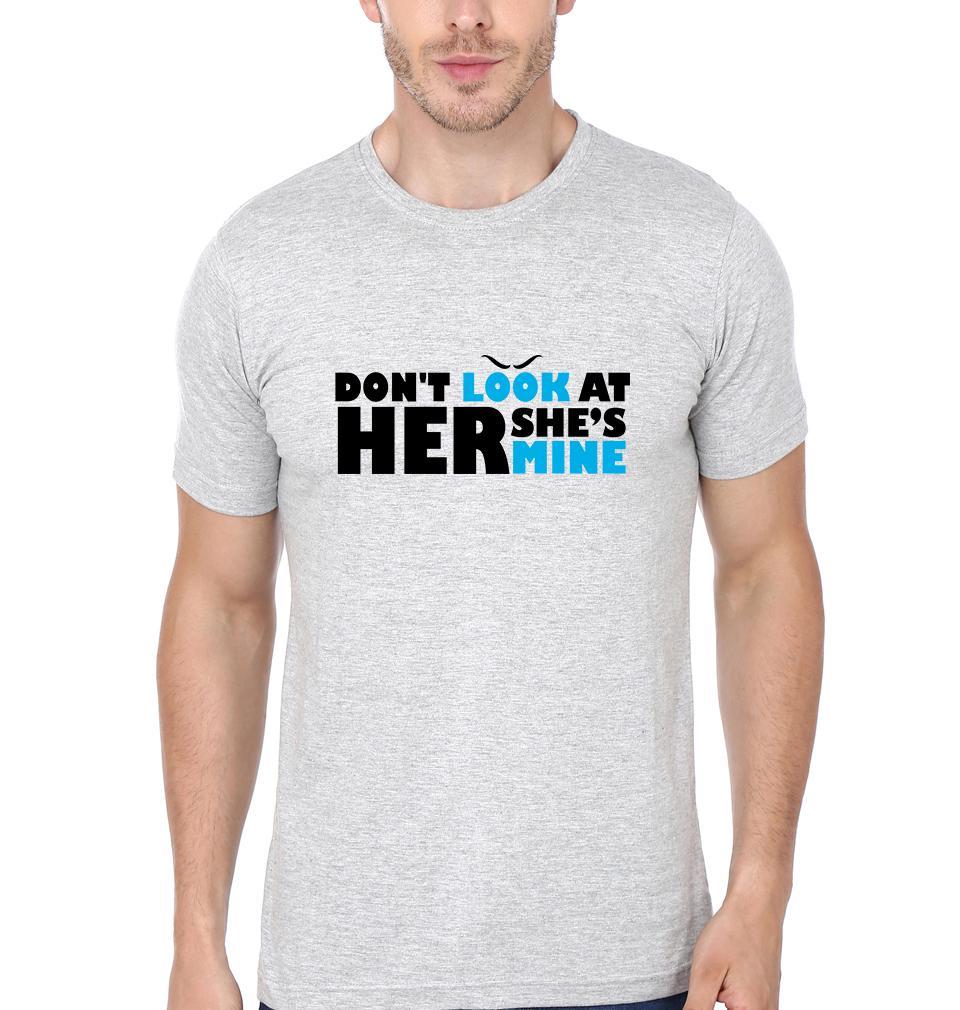Don't look Couple Half Sleeves T-Shirts -FunkyTees
