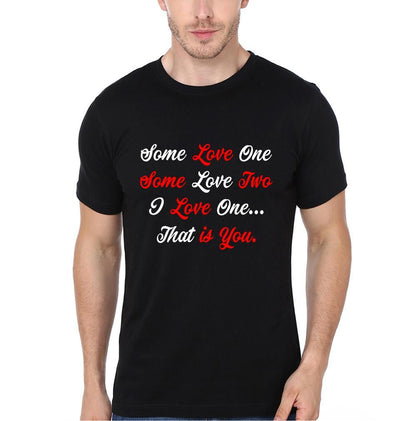 Love One Couple Half Sleeves T-Shirts -FunkyTees