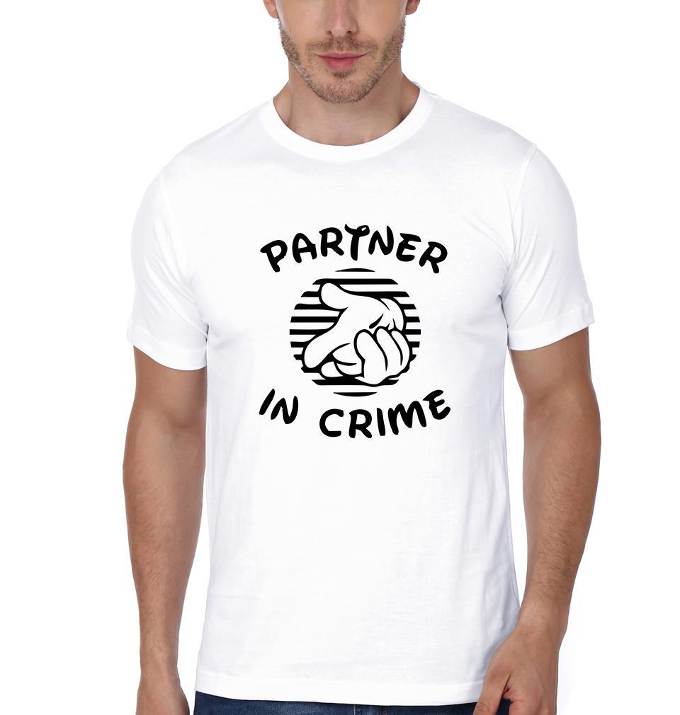 Partners in Crime Couple Half Sleeves T-Shirts -FunkyTees