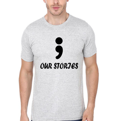 Our Stories Will Never End Couple Half Sleeves T-Shirts -FunkyTees