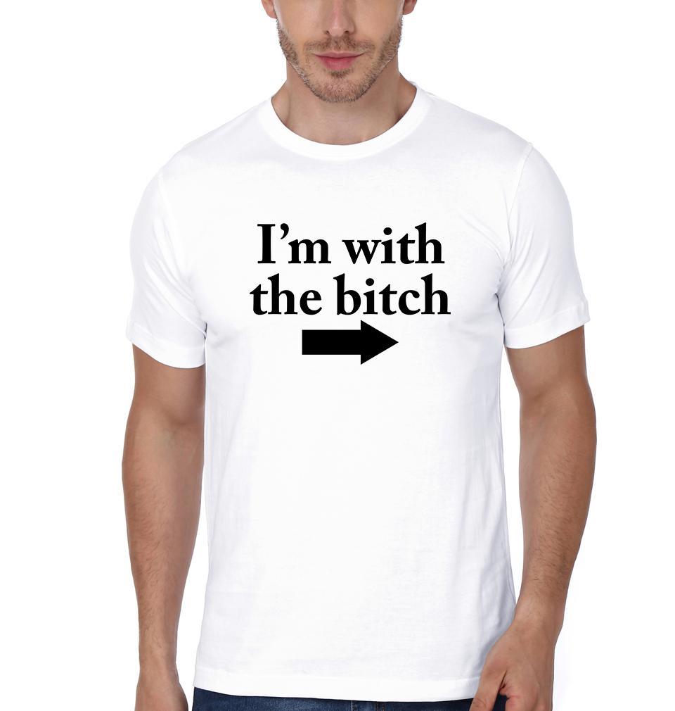 I'm With The Bitch Couple Half Sleeves T-Shirts -FunkyTees