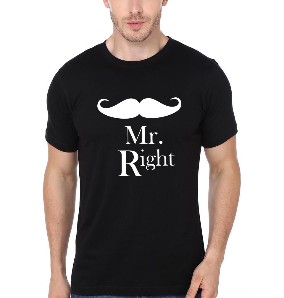 Mr.Right & Mrs. Always Right Couple Half Sleeves T-Shirts -FunkyTees