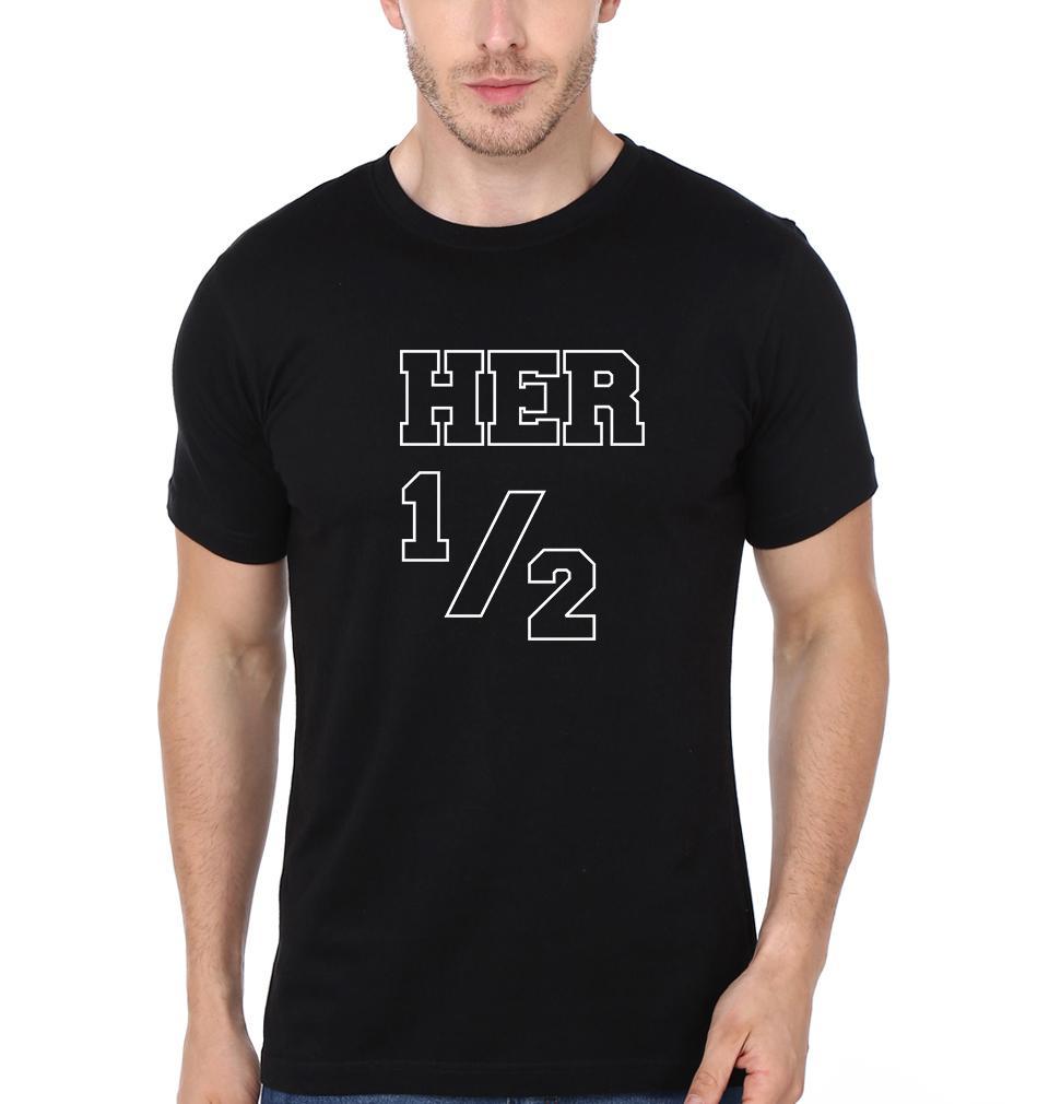 His Her Couple Half Sleeves T-Shirts -FunkyTees