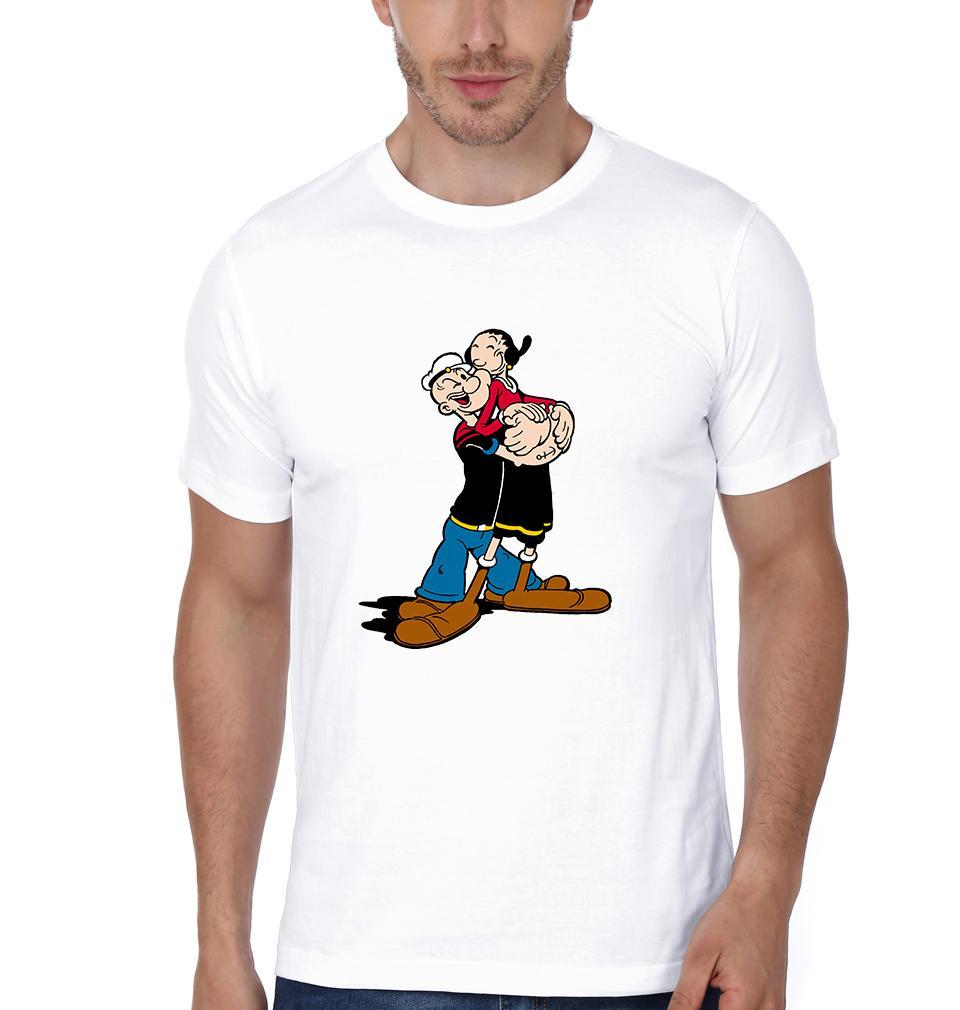 Popeye And Olive Couple Half Sleeves T-Shirts -FunkyTees