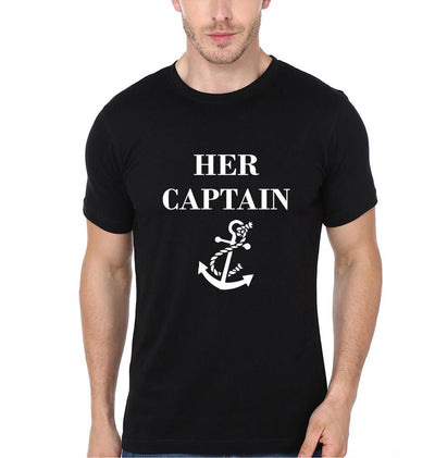 Her Captain His Mermaid Couple Half Sleeves T-Shirts -FunkyTees