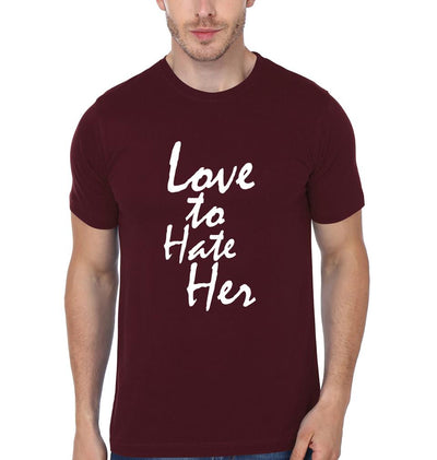 Love To Hate Him Brother-Sister Half Sleeves T-Shirts -FunkyTees
