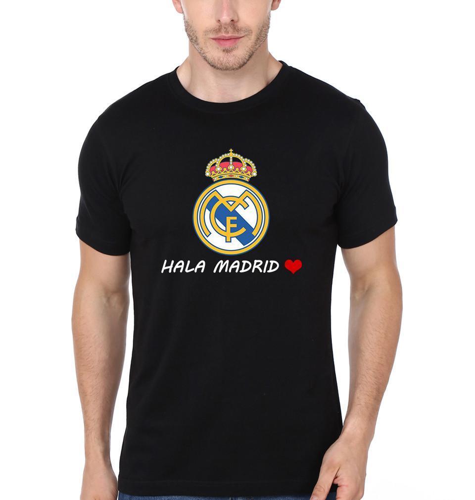 FunkyTeesClub Round Black FCB Hala Madrid Funny Half Sleeves T-Shirt