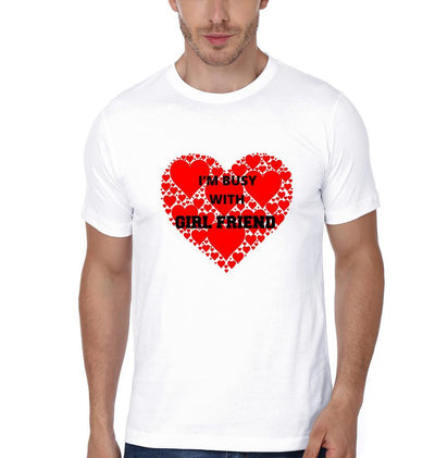 I'M Busy With BF I'M Bust with GF Couple Half Sleeves T-Shirts -FunkyTees