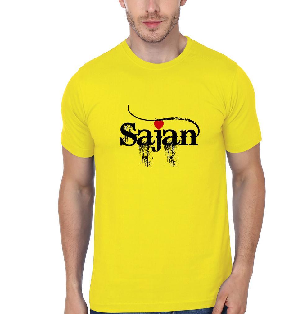 Sajan Aur Sajni Couple Half Sleeves T-Shirts -FunkyTees
